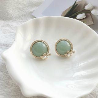 Retro Faux Jade Beaded Earrings 1 Pair - Light Green - 2.4cm