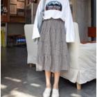 Plaid Tiered A-line Skirt Plaid - Black & White - One Size
