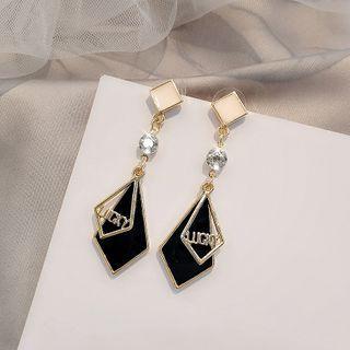 Rhinestone Drop Earring 1 Pair - Silver Needle - Black - One Size
