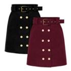 Double-placket Belted H-line Skirt