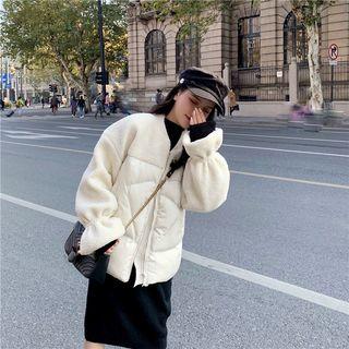 Fleece Padded Zip Jacket Off-white - One Size