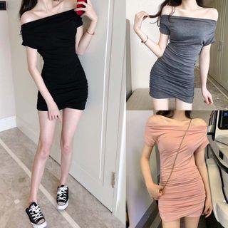 Short-sleeve Off-shoulder Mini Bodycon Dress