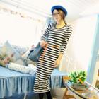 Long-sleeve Striped Midi Dress