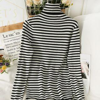 Striped Cowl-neck Knit Top In 6 Colors