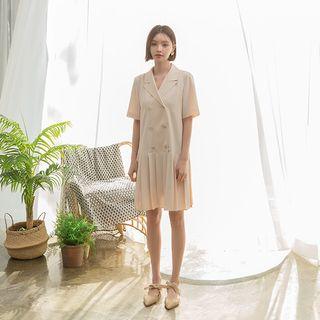 Double-breasted Pleat-hem Coatdress