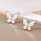 Alloy Butterfly Earring A294 - White & Gold - One Size
