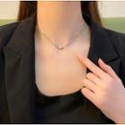 Rhinestone Pendant Alloy Choker 1 Pc - Necklace - Silver - One Size