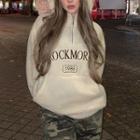 Long Sleeve Lettering Embroidered Furry Hoodie