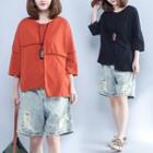 Asymmetric Hem 3/4-sleeve T-shirt