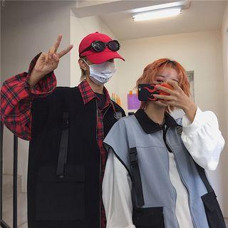 Couple Matching Letter Patch Zip Vest