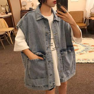 Cap-sleeve Denim Vest