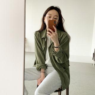 Pocket-detail Linen Blend Safari Jacket