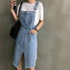Cutout-hem Denim Overall Dress