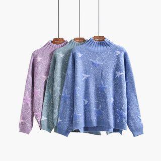 Star-print Mock-neck Sweater