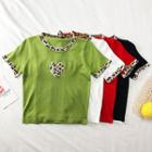Leopard-heart Crop T-shirt