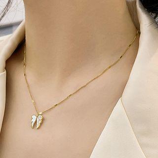 Rhinestone Wing Necklace Gold Plating - As Shown In Figure - One Size