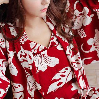Loungewear Set: Printed Camisole Top + Pants + Jacket
