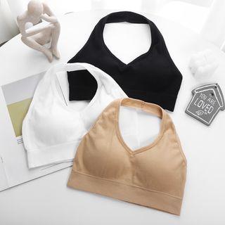 Halter Plain Crop Padded Tank Top