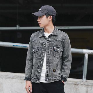 Elbow Applique Washed Denim Jacket