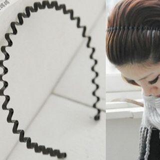 Wavy Alloy Headband Black - One Size