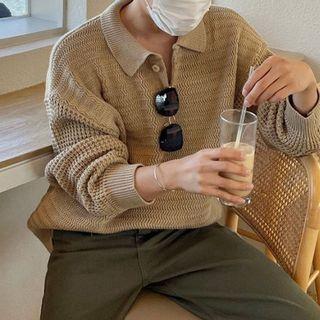 Textured Polo Sweater
