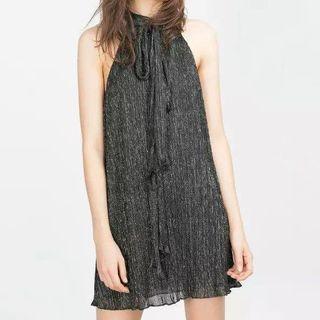 Sleeveless Tie-neck Glitter Dress