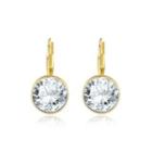 Fashion Simple Plated Gold Geometric Round Cubic Zircon Earrings Golden - One Size