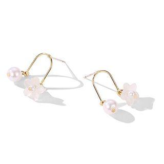 Faux Pearl Flower Earring Yellow - One Size