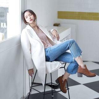 One-button Lapel Wool Coat
