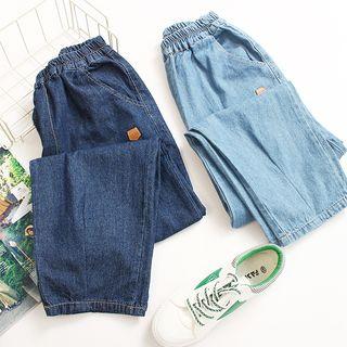 Elastic-waist Straight Cut Jeans