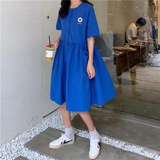 Flower Loose-fit Short-sleeve Dress