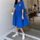 Flower Loose-fit Short-sleeve Dress