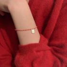Lettering Tag Sterling Silver Red String Bracelet 925 Silver - Red & Gold - One Size