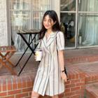 Linen Blend Stripe Blazer Dress