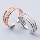 925 Sterling Silver Ribbed Layered Open Ring