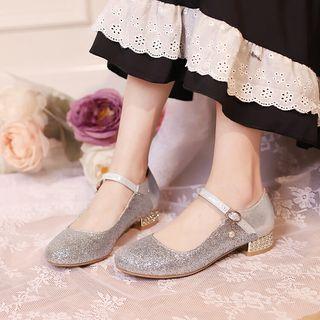 Glitter Block Heel Mary Jane Shoes