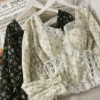 Lace-trim Corset Crop Blouse