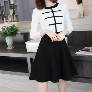 Long-sleeve Knit Mini A-line Dress