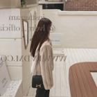 Collared Faux-fur Jacket Light Beige - One Size