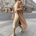 Single-breasted Flap-front Coat Beige - One Size
