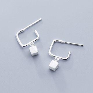 925 Sterling Silver Cube Drop Earring 1 Pair - Earring - One Size