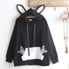 Embroidered Cat Hoodie