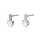 Sterling Silver Simple Romantic Heart-shaped Cubic Zirconia Stud Earrings Silver - One Size