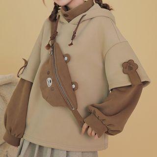 Set: Mock Two-piece Hoodie + Crossbody Bag