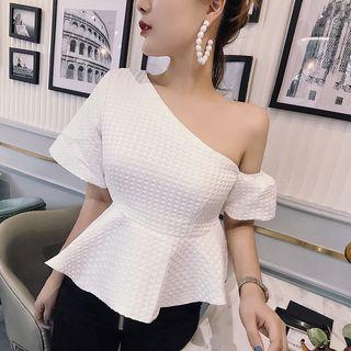 Single Shoulder Short-sleeve Blouse