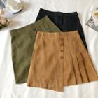 Plain Irregular Pleated Skirt
