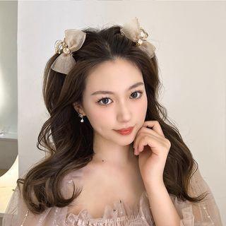 Bow / Bear Mesh Rhinestone Hair Clamp