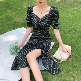 V Neckline Floral Dress