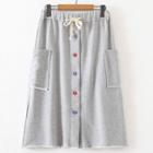Button-up Midi A-line Skirt