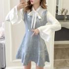 Mock Two-piece A-line Tweed Dress